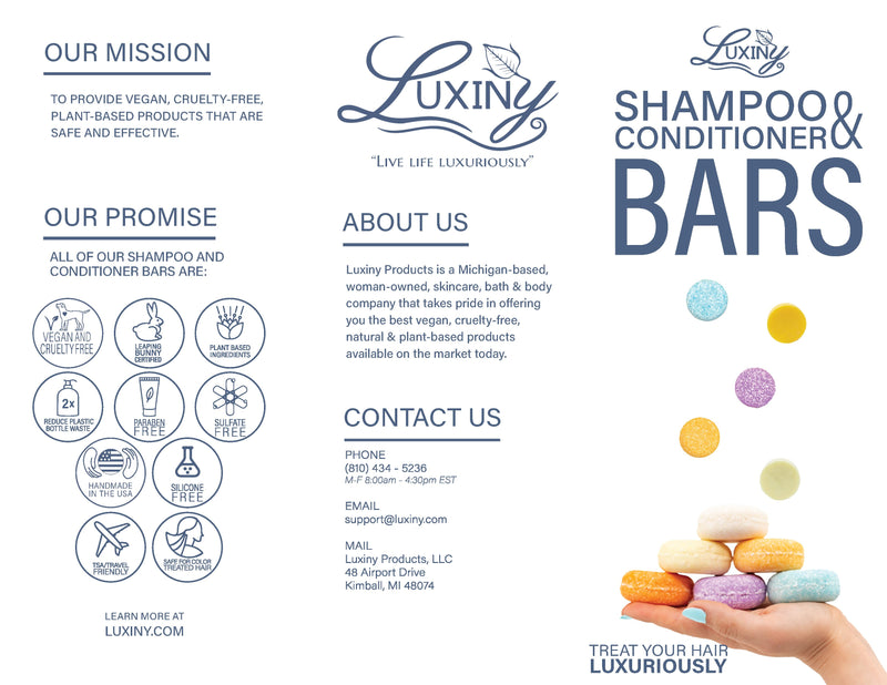 Tri Fold Brochure - Luxiny Shampoo and Conditioner Bars