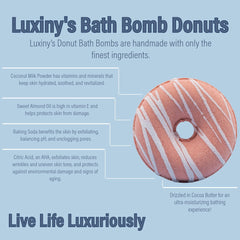 www.luxiny.com, luxiny, bath bomb donut, bath bomb doughnut, black cherry bath bomb donut