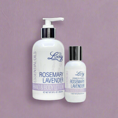 Rosemary Lavender Essential Oil Silky Hand & Body Lotion (Two Pack - one 8 oz and one 2 oz)