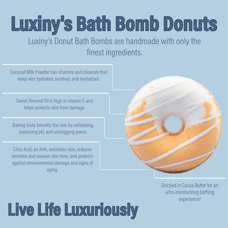 www.luxiny.com, luxiny, bath bomb donut, bath bomb doughnut, Orange Creamsicle, bath bomb donut