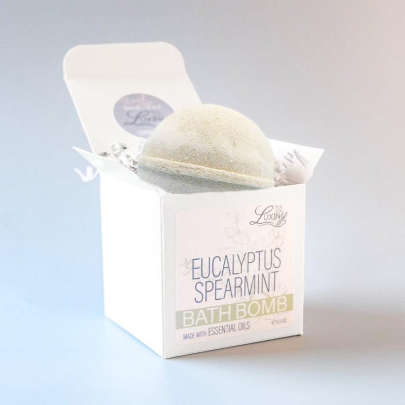 Eucalyptus Spearmint Bath Bomb Made with Essential Oils, 2.5" Round